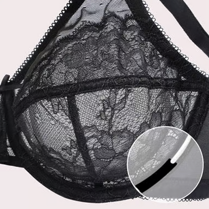 HSIA Enchante Minimiser Bra for Women Full Coverage Underwired Lace Bra Plus Size Support and Lift Unlined Floral Bra for Heavy Bust