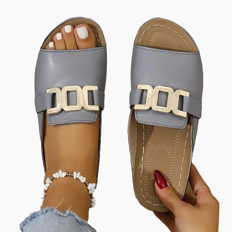 🔥Last Day Promotion 50%OFF 🏖️Artificial Leather Open Toe Slippers