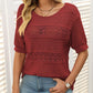 🎉Hot Sale 50% OFF🎉Women's Round Neck Hollow Knit Crochet Short Sleeve Sweater
