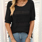 🎉Hot Sale 50% OFF🎉Women's Round Neck Hollow Knit Crochet Short Sleeve Sweater