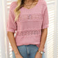 🎉Hot Sale 50% OFF🎉Women's Round Neck Hollow Knit Crochet Short Sleeve Sweater
