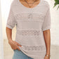 🎉Hot Sale 50% OFF🎉Women's Round Neck Hollow Knit Crochet Short Sleeve Sweater