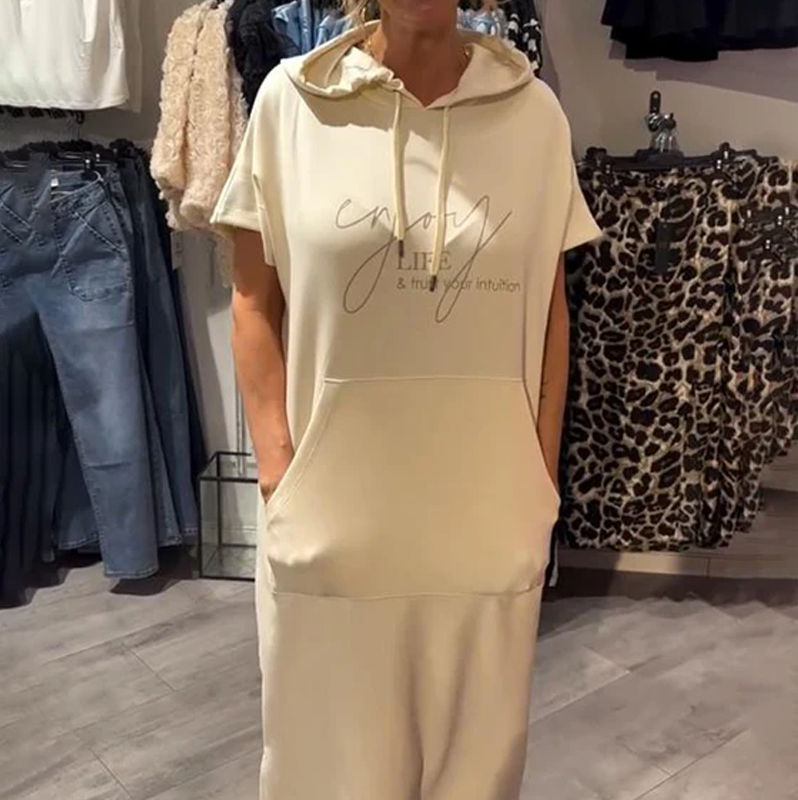 🔥Factory Direct Sales🔥Women’s Solid Short-Sleeve Hooded Long Dress