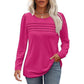 Women's Round Neck Long Sleeve Pleated Top