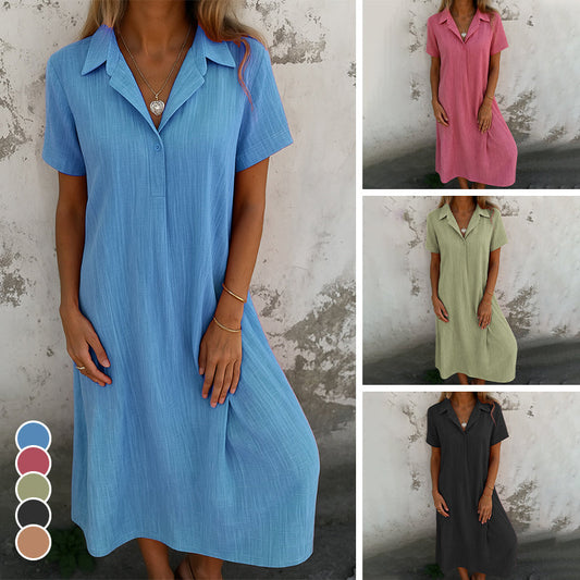 Women’s Solid Color Short-Sleeve Dress