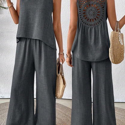 ✨2025 New Arrivals 49% OFF✨Sleeveless Top & Wide-Leg Pants Set