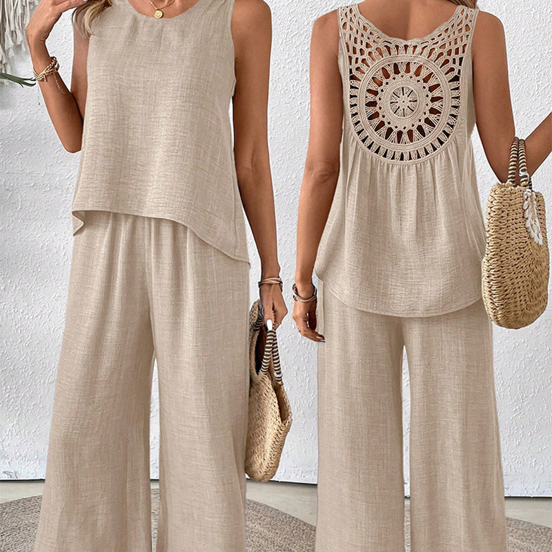 ✨2025 New Arrivals 49% OFF✨Sleeveless Top & Wide-Leg Pants Set