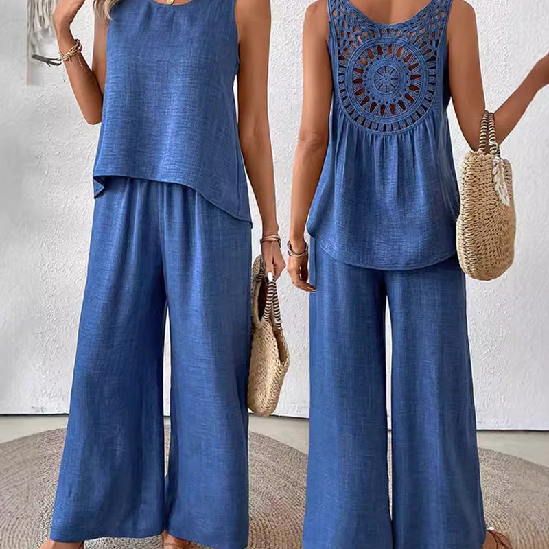 ✨2025 New Arrivals 49% OFF✨Sleeveless Top & Wide-Leg Pants Set