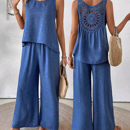 ✨2025 New Arrivals 49% OFF✨Sleeveless Top & Wide-Leg Pants Set
