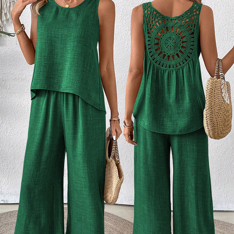 ✨2025 New Arrivals 49% OFF✨Sleeveless Top & Wide-Leg Pants Set