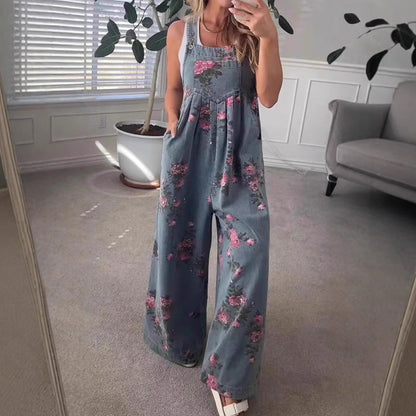 ✨2025 Hot Sale --50% Discount💖Women's Casual Printed Denim Jumpsuit
