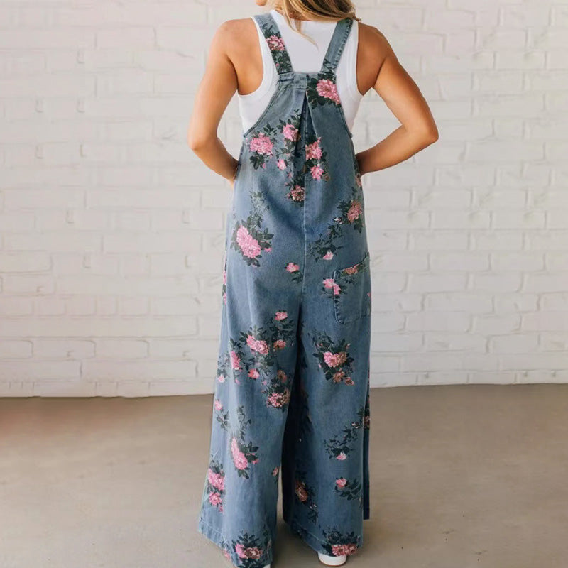 ✨2025 Hot Sale --50% Discount💖Women's Casual Printed Denim Jumpsuit