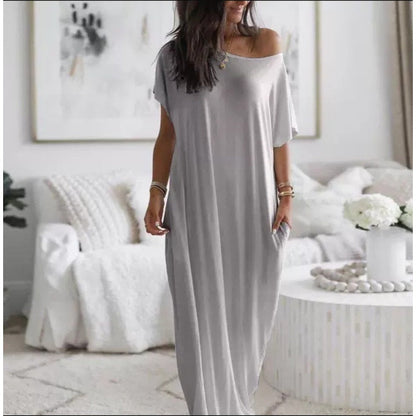 🔥Last Day Special 60% OFF💃Women's Off-Shoulder Batwing Sleeve Maxi Lounge Dress