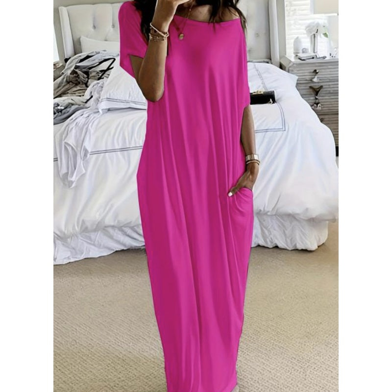 🔥Last Day Special 60% OFF💃Women's Off-Shoulder Batwing Sleeve Maxi Lounge Dress
