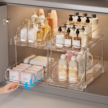 Acrylic Pull-Out Storage Organizer: Multi-Compartment & Practical
