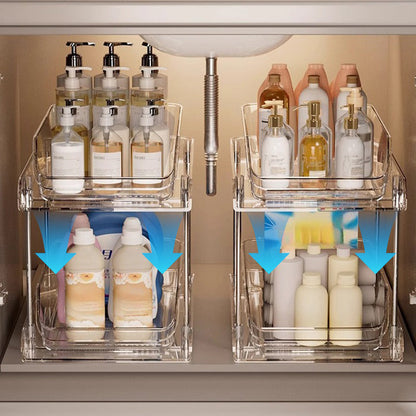 Acrylic Pull-Out Storage Organizer: Multi-Compartment & Practical