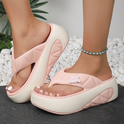 Women's Summer Color-Block Soft Platform Flip Flops