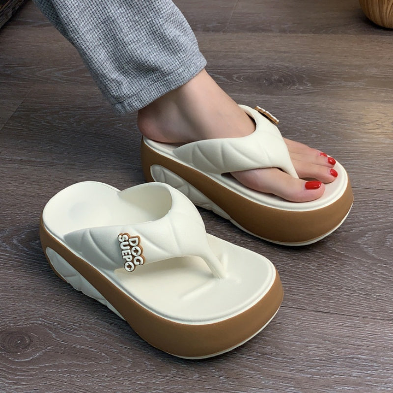 Women's Summer Color-Block Soft Platform Flip Flops