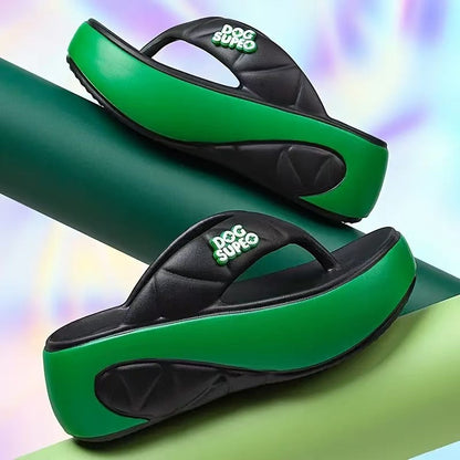 Women's Summer Color-Block Soft Platform Flip Flops
