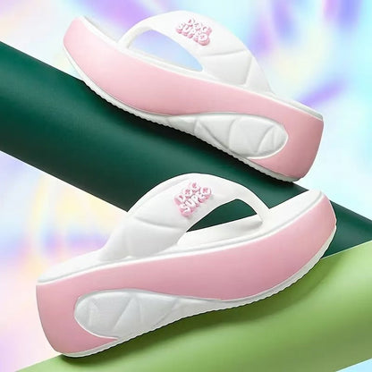 Women's Summer Color-Block Soft Platform Flip Flops