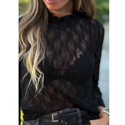 Women’s Stretch Black Mesh Lace Top