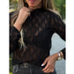 Women’s Stretch Black Mesh Lace Top