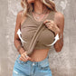 🍃Round Neck Built-in Bra Ribbed Tank Top Fit Casual Comfortable💥 🍃