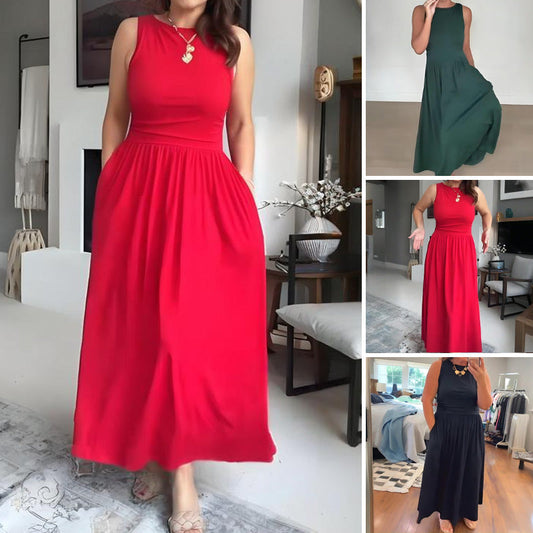🎁 Hot Sale 49% OFF 🔥Women's Elegant Crew Neck Maxi Dress👗