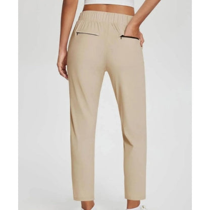 🍃Women's Elastic High-Waist Pants - Secure Pockets, Slim Fit, UK Sizes