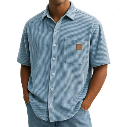 Men's Vintage Lapel Short-Sleeve Button-Down Shirts