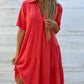 🌸 60% OFF NOW! 🌸Solid Color Comfort Lapel Button Dress