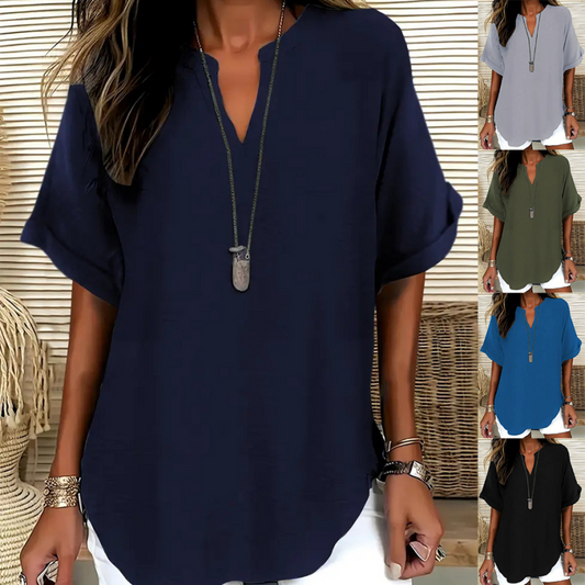 Casual blouse for women, plain, loose-fitting