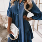 🔥Last Day Promotion 50% OFF👗V-Neck Ruffle Trim Summer Dress – Lightweight Denim Look