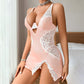 Sexy spaghetti strap lace dress with thong in two-piece set