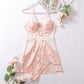 Sexy spaghetti strap lace dress with thong in two-piece set