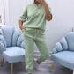 Women's Casual Solid Color Top & Pants Set