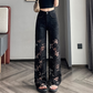 🎁New arrival 50% OFF💥Women’s Spliced Hot Rhinestones Printing Hollow Pants