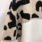 Women's Color Block Leopard Pattern Round Neck Sweater
