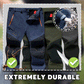 Men's Straight-Leg Carpenter Pants - Fleece-Lined, Waterproof & Scratch-Resistant Work Trousers with Zippered Pockets No Belt Included