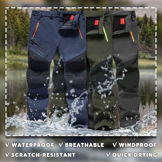 Men's Straight-Leg Carpenter Pants - Fleece-Lined, Waterproof & Scratch-Resistant Work Trousers with Zippered Pockets No Belt Included