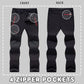 Men's Straight-Leg Carpenter Pants - Fleece-Lined, Waterproof & Scratch-Resistant Work Trousers with Zippered Pockets No Belt Included