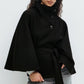 Women's Stand Collar Cape-Style Coat with Belt