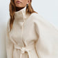Women's Stand Collar Cape-Style Coat with Belt