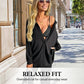 Women's Oversized Collared Deep V-Neck Top