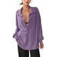 Women's Oversized Collared Deep V-Neck Top
