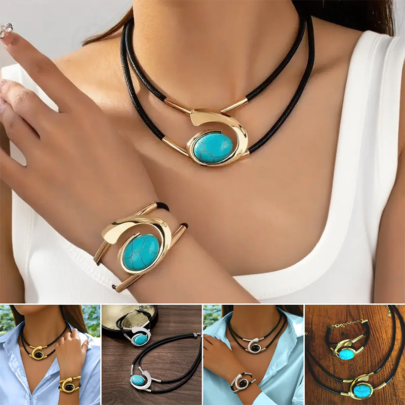 📿 50% OFF NOW! ✨ Vintage Boho Necklace & Bracelet Set - Handcrafted Details with Adjustable Fit, Perfect Bohemian Accents 👒📦