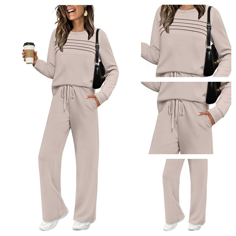 🔥LAST DAY SALE 70% OFF👍✨Women's Crew Neck Top & Drawstring Pants Set