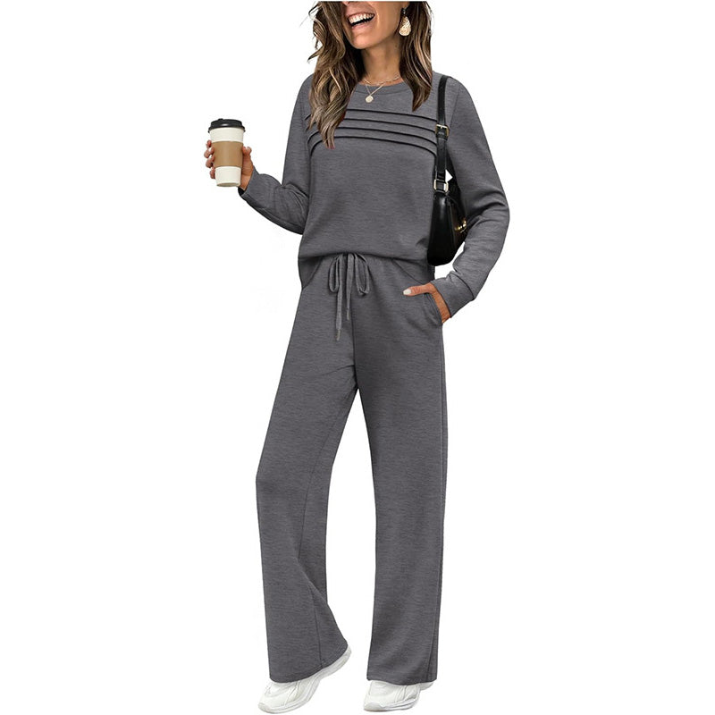 🔥LAST DAY SALE 70% OFF👍✨Women's Crew Neck Top & Drawstring Pants Set