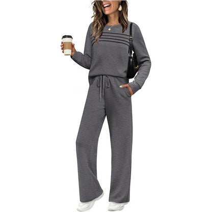 🔥LAST DAY SALE 70% OFF👍✨Women's Crew Neck Top & Drawstring Pants Set