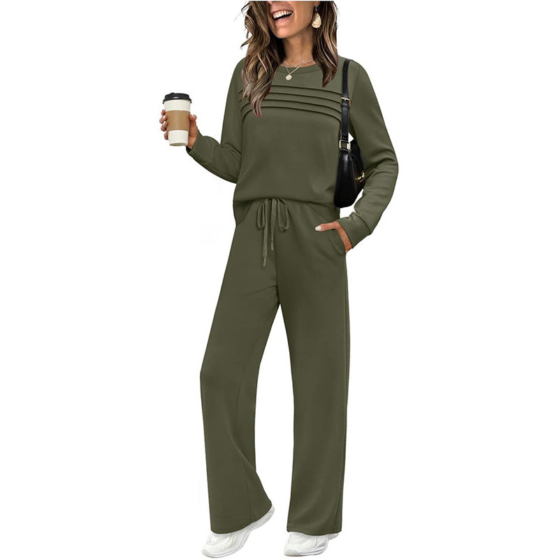 🔥LAST DAY SALE 70% OFF👍✨Women's Crew Neck Top & Drawstring Pants Set